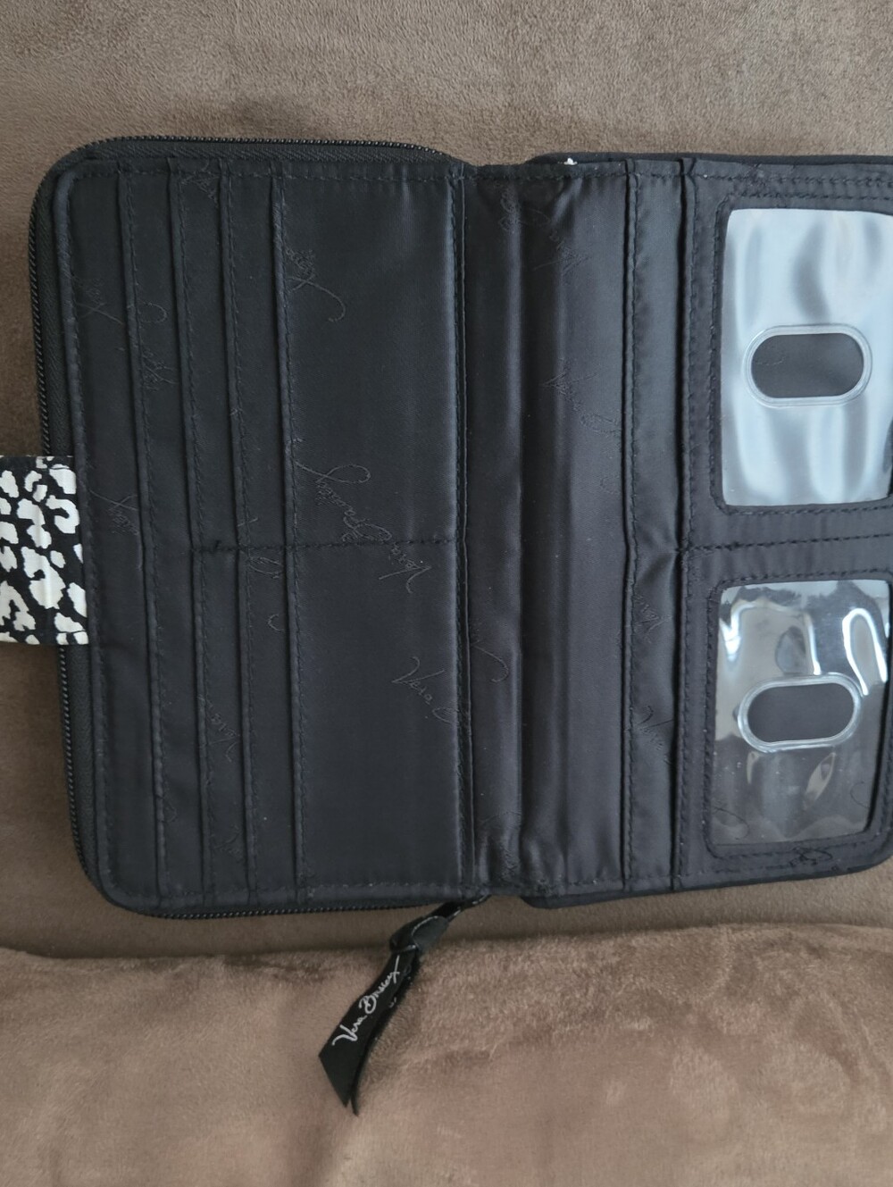Vera Bradley Black & White Leopard-Print Turn-Lock Wallet - Picture 6 of 7